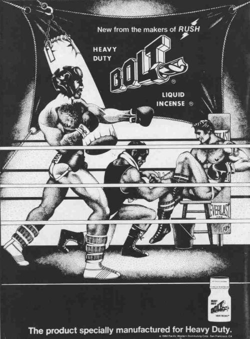 Старая реклама попперсов PWD Heavy Bolt в журнале Advocate Старая реклама попперсов PWD Heavy Bolt в журнале Advocate